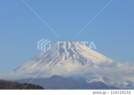 伊豆の長岡温泉から見た冬の朝の富士山 伊豆の長岡温泉から見た冬の朝の富士山 124119138