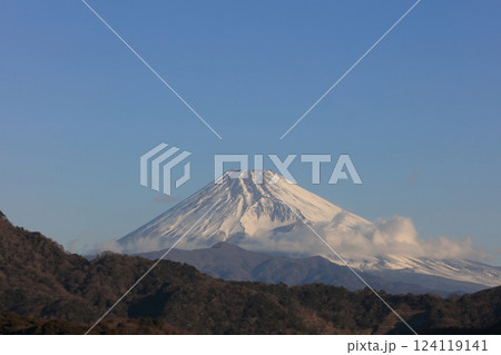 伊豆の長岡温泉から見た冬の朝の富士山 伊豆の長岡温泉から見た冬の朝の富士山 124119141