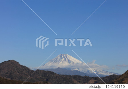 伊豆の長岡温泉から見た冬の朝の富士山 伊豆の長岡温泉から見た冬の朝の富士山 124119150