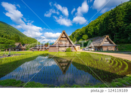 【世界遺産】初夏の五箇山・菅沼合掌造り集落【富山県】 124119189
