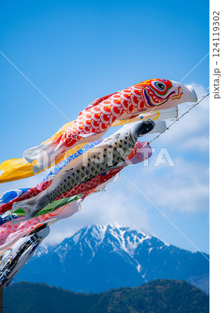 【初夏素材】大空を泳ぐ鯉のぼり【長野県】 【初夏素材】大空を泳ぐ鯉のぼり【長野県】 124119302