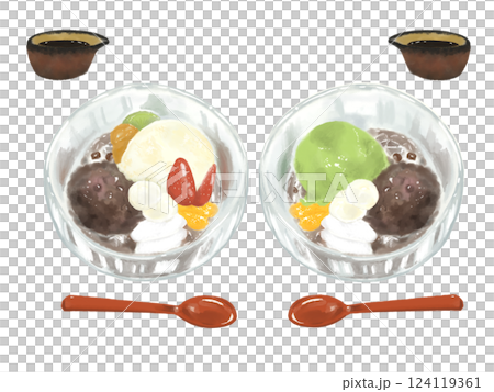 和風スイーツ 抹茶白玉クリームあんみつ フルーツ白玉クリームあんみつ 和風スイーツ 抹茶白玉クリームあんみつ フルーツ白玉クリームあんみつ 124119361