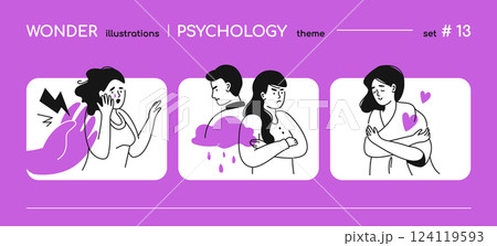 Psychological problems and support - line design style illustration 124119593