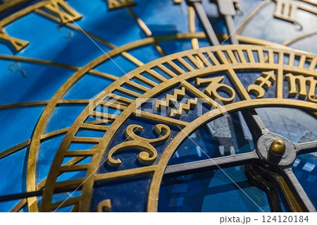 Old astronomical clock detail Old astronomical clock detail 124120184