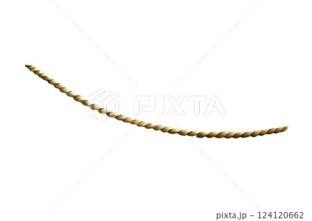 Twine straight brown rope. Watercolor hand drawn packthread isolated on transparent background. Tie jute illustration. For designers, menu, decoration, food blog, ecofriendly branding. Healthy 124120662
