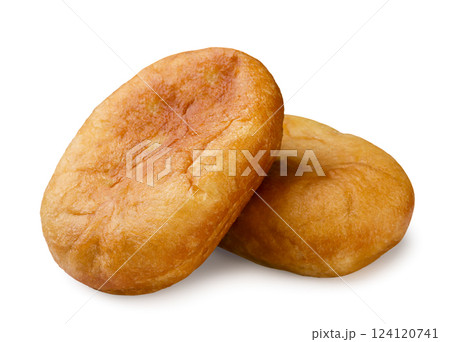 Two meat pies close-up on a white. Belyashi isolated 124120741