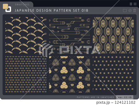 シームレスな和柄のパターンセットシリーズ018。 124121102