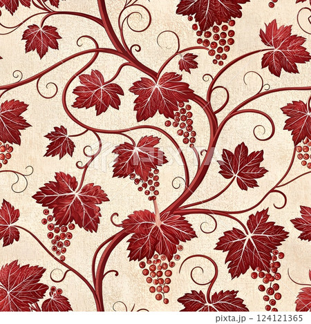 Seamless pattern of grapevines and leaves Seamless pattern of grapevines and leaves 124121365