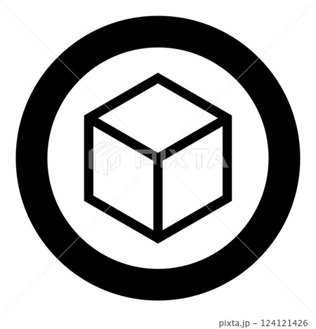 Hexagedron Sacred geometry symbol icon in circle round black color vector illustration image solid outline style Hexagedron Sacred geometry symbol icon in circle round black color vector illustration image solid outline style 124121426