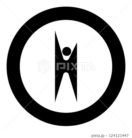 Symbol humanism strong person happy man icon in circle round black color vector illustration image solid outline style 124121447