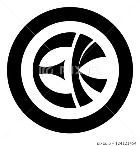 Symbol Eckankar religion EK icon in circle round black color vector illustration image solid outline style 124121454