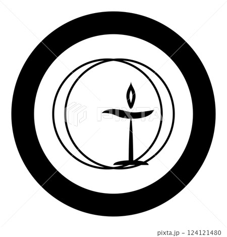 Flaming chalice symbol Unitarian universalism concept icon in circle round black color vector illustration image solid outline style Flaming chalice symbol Unitarian universalism concept icon in circle round black color vector illustration image solid outline style 124121480