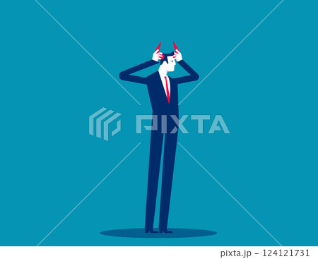 Vector Investor Businessman Disguised as a Bull with Horns on his Head 124121731