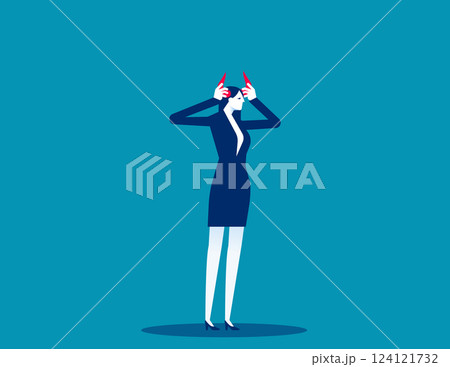 Vector Investor Businesswoman Disguised as a Bull with Horns on his Head 124121732