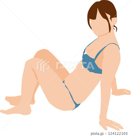 ポーズをとる水着を着た女性のイラスト 124122103