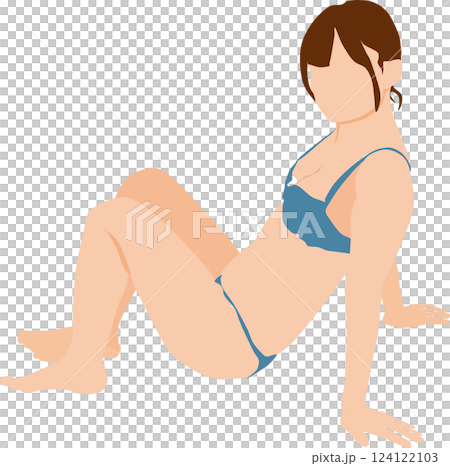 ポーズをとる水着を着た女性のイラスト 124122103