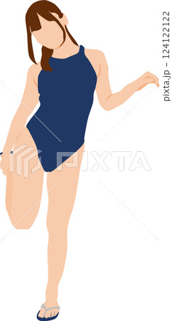 ポーズをとる水着を着た女性のイラスト 124122122