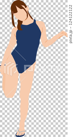 ポーズをとる水着を着た女性のイラスト 124122122