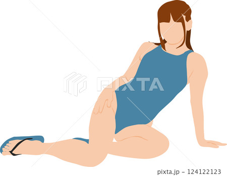 ポーズをとる水着を着た女性のイラスト ポーズをとる水着を着た女性のイラスト 124122123