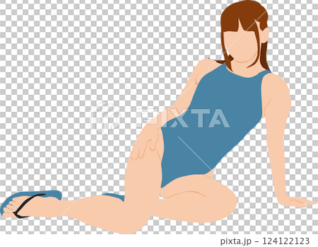 ポーズをとる水着を着た女性のイラスト ポーズをとる水着を着た女性のイラスト 124122123