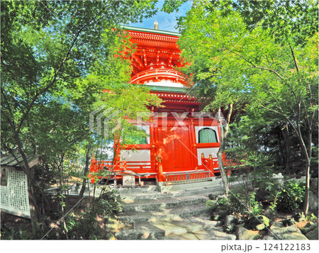福岡県小郡市のかえる寺如意輪寺朱塗りの多宝塔 福岡県小郡市のかえる寺如意輪寺朱塗りの多宝塔 124122183
