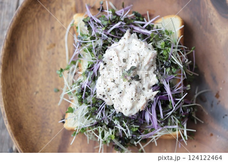 山盛り2種のプラウトとツナマヨのオープンサンド 山盛り2種のプラウトとツナマヨのオープンサンド 124122464