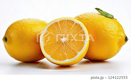 《AI画像》白背景とカットしたレモン 《AI画像》白背景とカットしたレモン 124122555