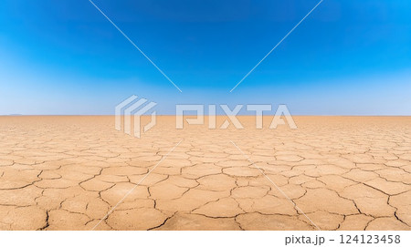Expansive desert landscape under clear blue sky. Expansive desert landscape under clear blue sky. 124123458