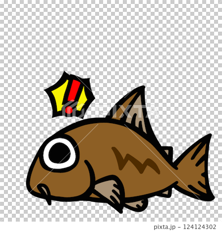 Illustration of a surprised tropical fish, Corydoras 124124302