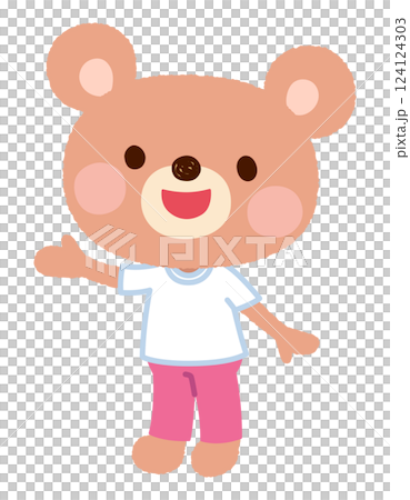 Cute bear character girl sportswear staff 124124303