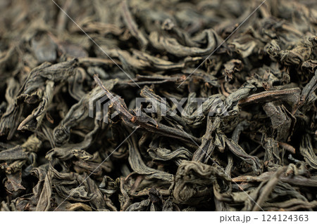 Loose leaf black tea, macro texture Loose leaf black tea, macro texture 124124363