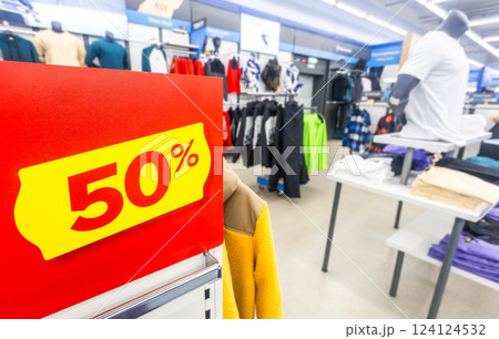 Discounts in the shopping center, 50 percent discount Discounts in the shopping center, 50 percent discount 124124532