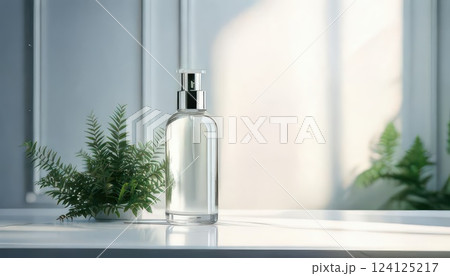 《AI画像》テーブルに置かれた化粧品ボトルイメージ 《AI画像》テーブルに置かれた化粧品ボトルイメージ 124125217