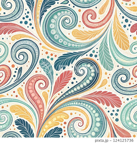 seamless floral pattern with swirling flowers 124125736