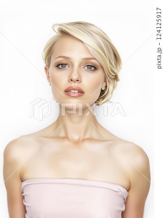 金髪の若い女性のイメージ素材 白人 金髪の若い女性のイメージ素材 白人 124125917