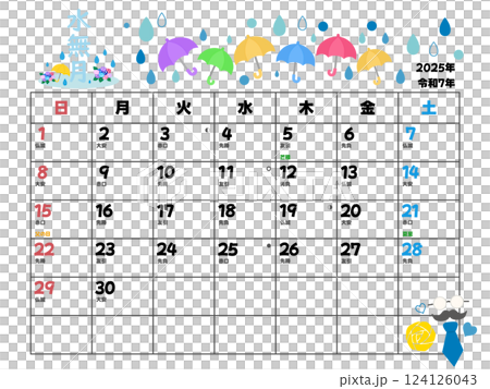 2025年6月カレンダー日曜始まり 2025年6月カレンダー日曜始まり 124126043
