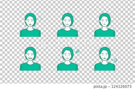 高級女性表現力簡單的頭像素材插圖集 124126073