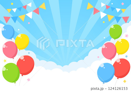 集中線 サンバースト 風船 バルーン 紙吹雪 背景 イラスト 集中線 サンバースト 風船 バルーン 紙吹雪 背景 イラスト 124126153
