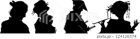 吉原遊女と町人の娘と浪人若侍の三角関係を描いた切り絵風ベクターシルエットイラスト 吉原遊女と町人の娘と浪人若侍の三角関係を描いた切り絵風ベクターシルエットイラスト 124126374