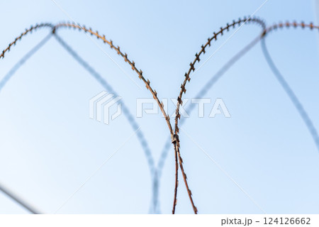 Barbwire at the DMZ Korean Demilitarized Zone that separates North and South Korea in Paju, South Korea Barbwire at the DMZ Korean Demilitarized Zone that separates North and South Korea in Paju, South Korea 124126662