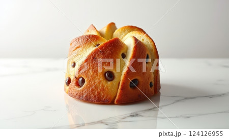 Delicious traditional Italian panettone showcasing a beautifully crafted dome shape 124126955