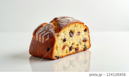 Enjoying traditional Italian panettone during a festive celebration in Italy 124126956