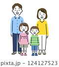 笑顔の4人家族 124127523