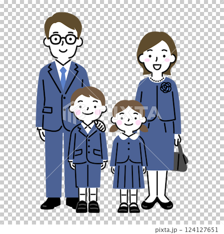 一家四口盛裝打扮 124127651