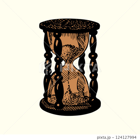 Old hourglass. Vector drawing icon 124127994