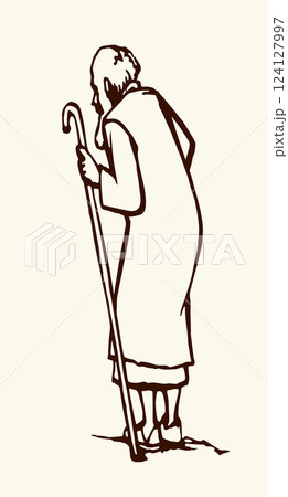 Vector drawing. Jewish man walk 124127997