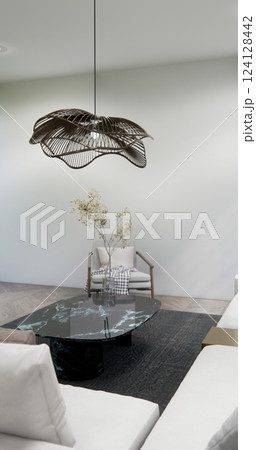 Scene Mini sofa armchair on interior design modern style living room.3D rendering 124128442