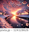 雪と桜 124128626