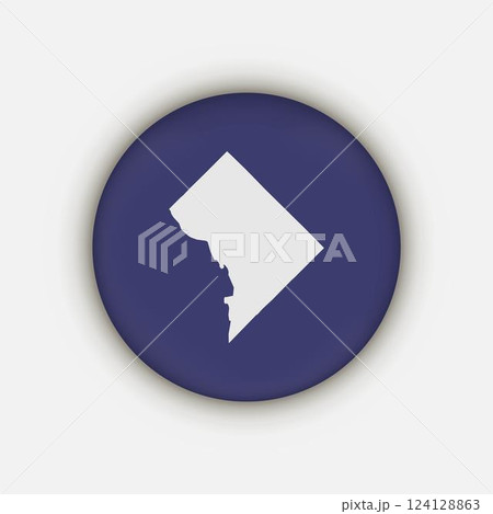 Washington DC state map circle with shadow. 124128863