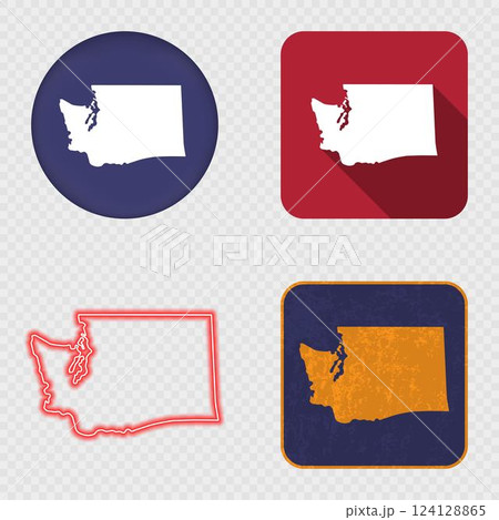 Washington State Map Icons Collection 124128865